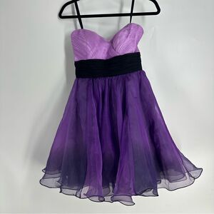 MORI LEE Purple Ombré Strapless Organza Sweetheart Prom Homecoming Dress Sz 5/6